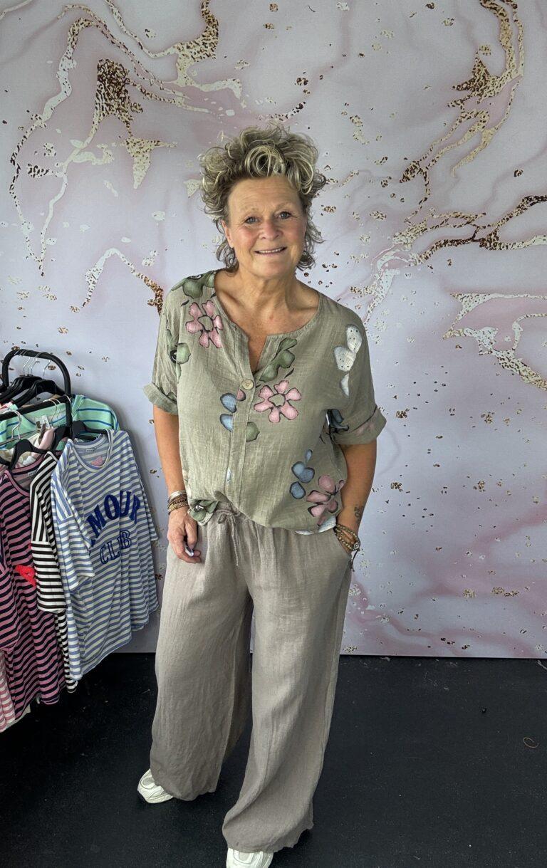 Blouse bloemie taupe