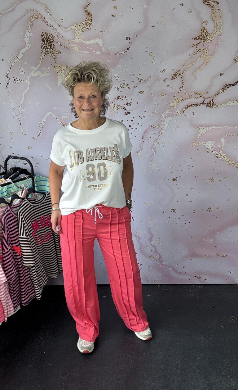 Jogg broek streep koraal