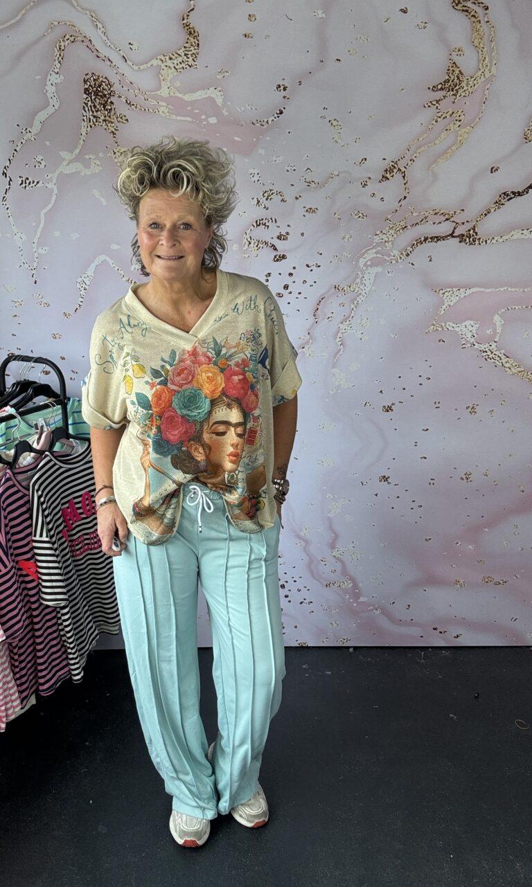 Jogg broek streep mint