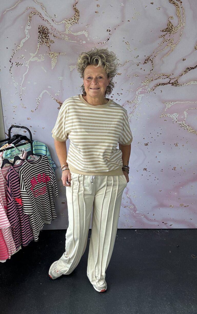 Jogg broek streep beige