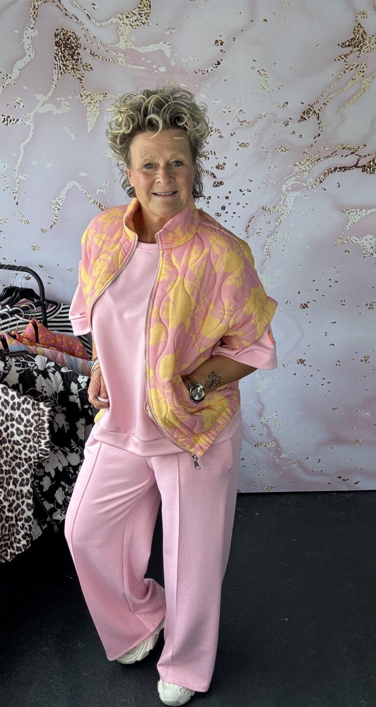 Bodywarmer bloem roze/geel