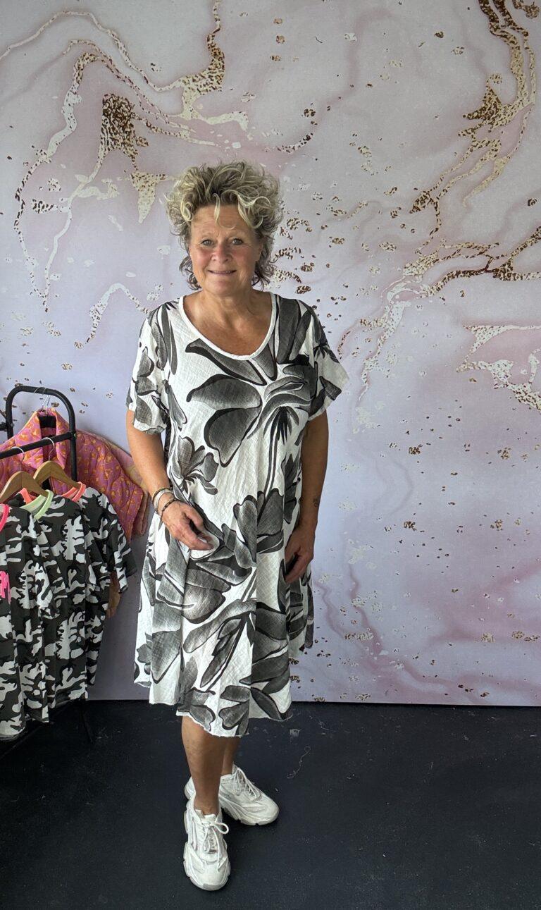 jurk flower zwart