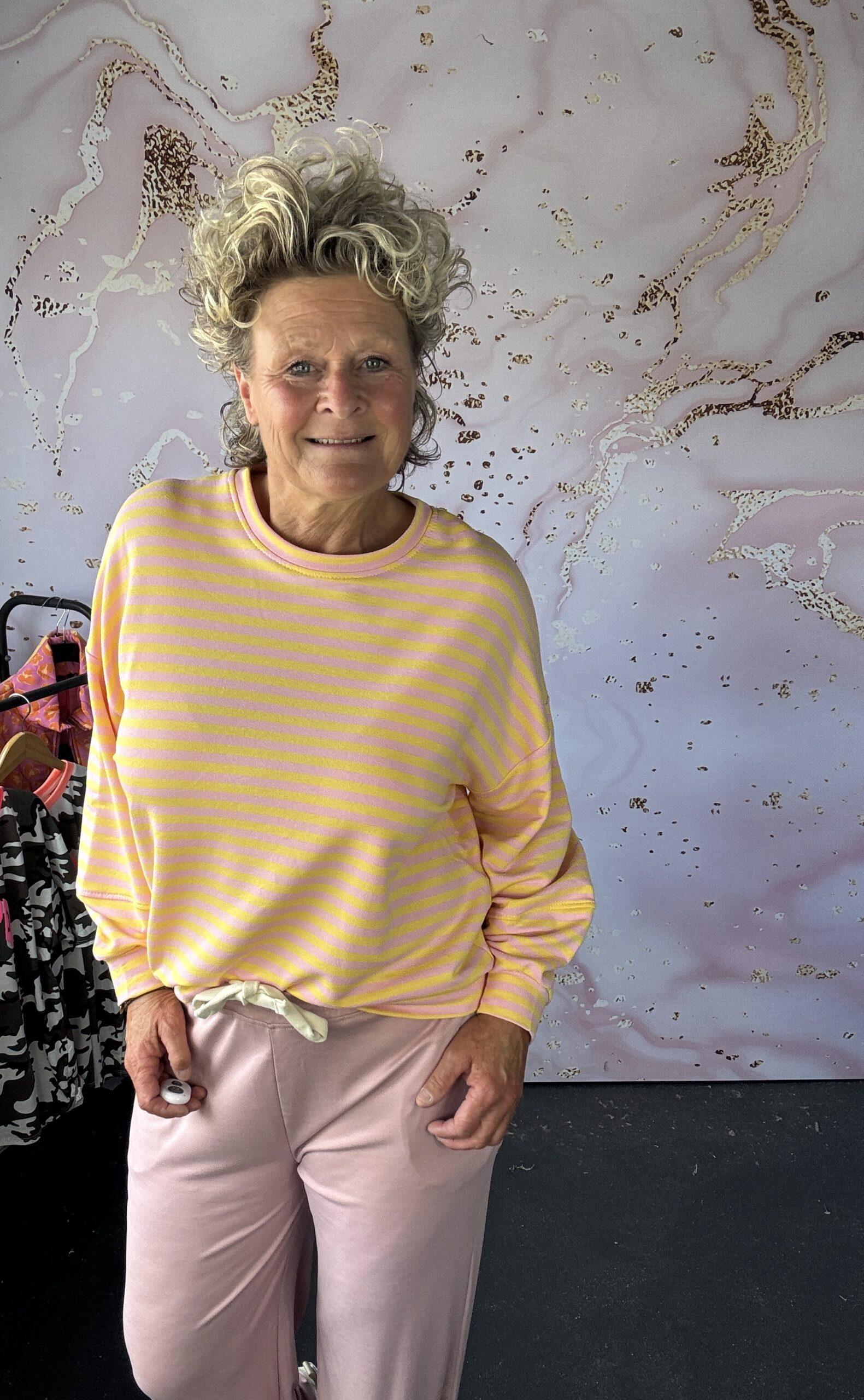 Sweater Stripe roze/geel - Afbeelding 2