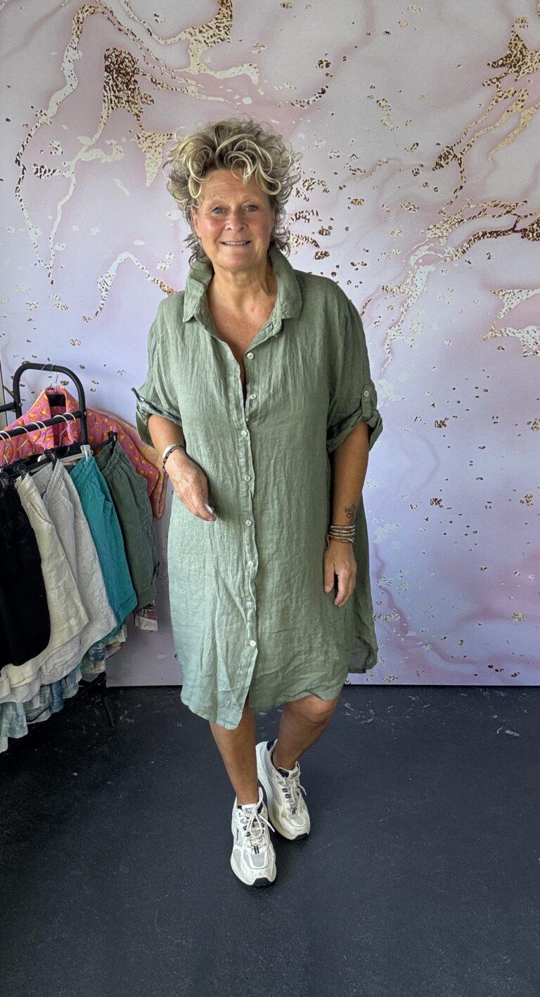 Jurk/ doorknoop blouse army