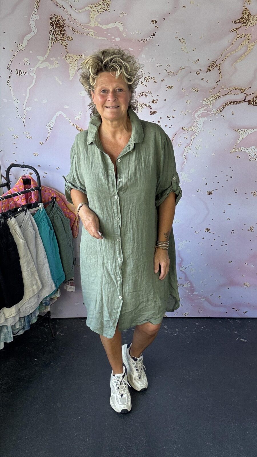 Jurk/ doorknoop blouse army