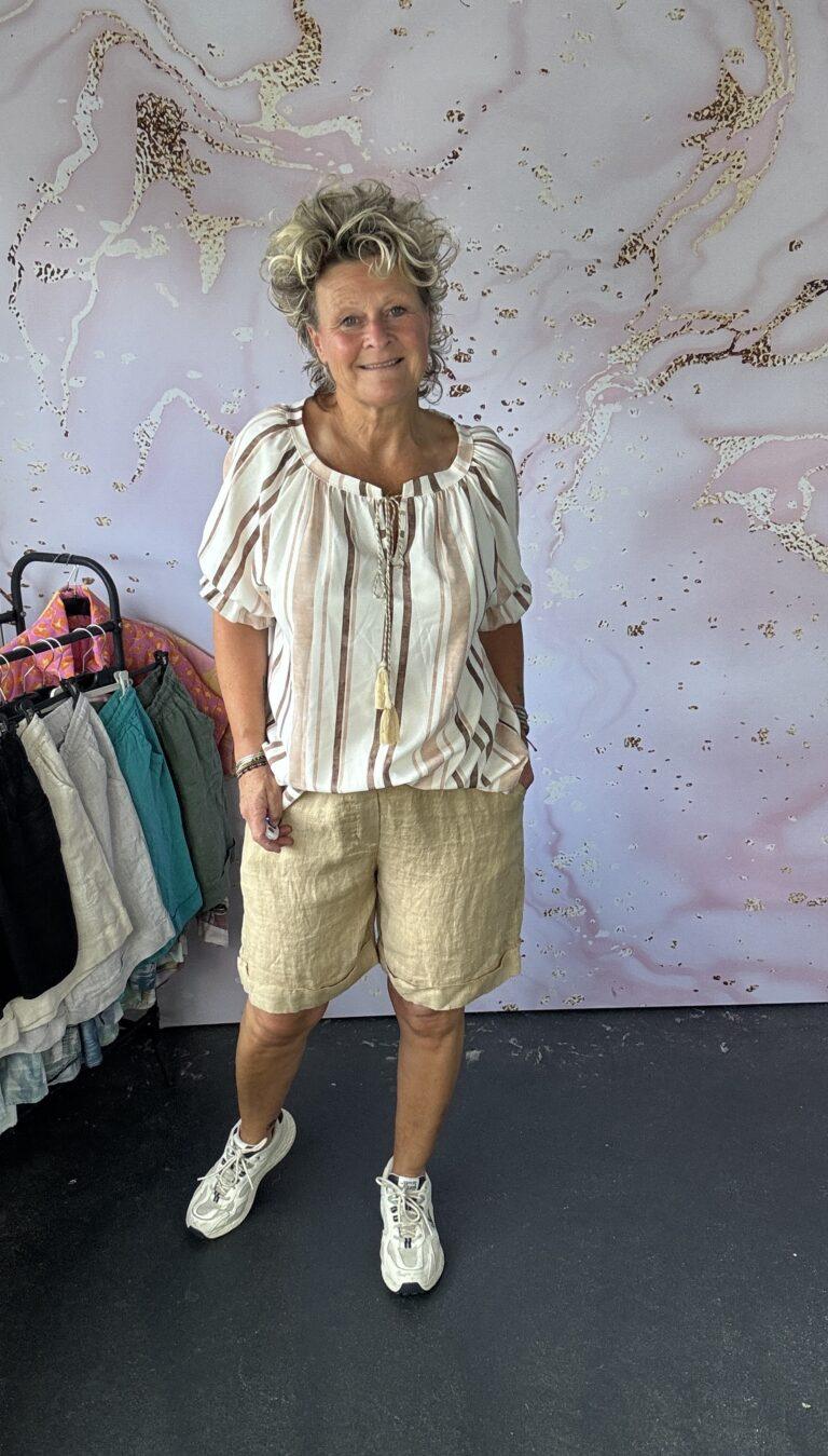 linnen korte broek camel