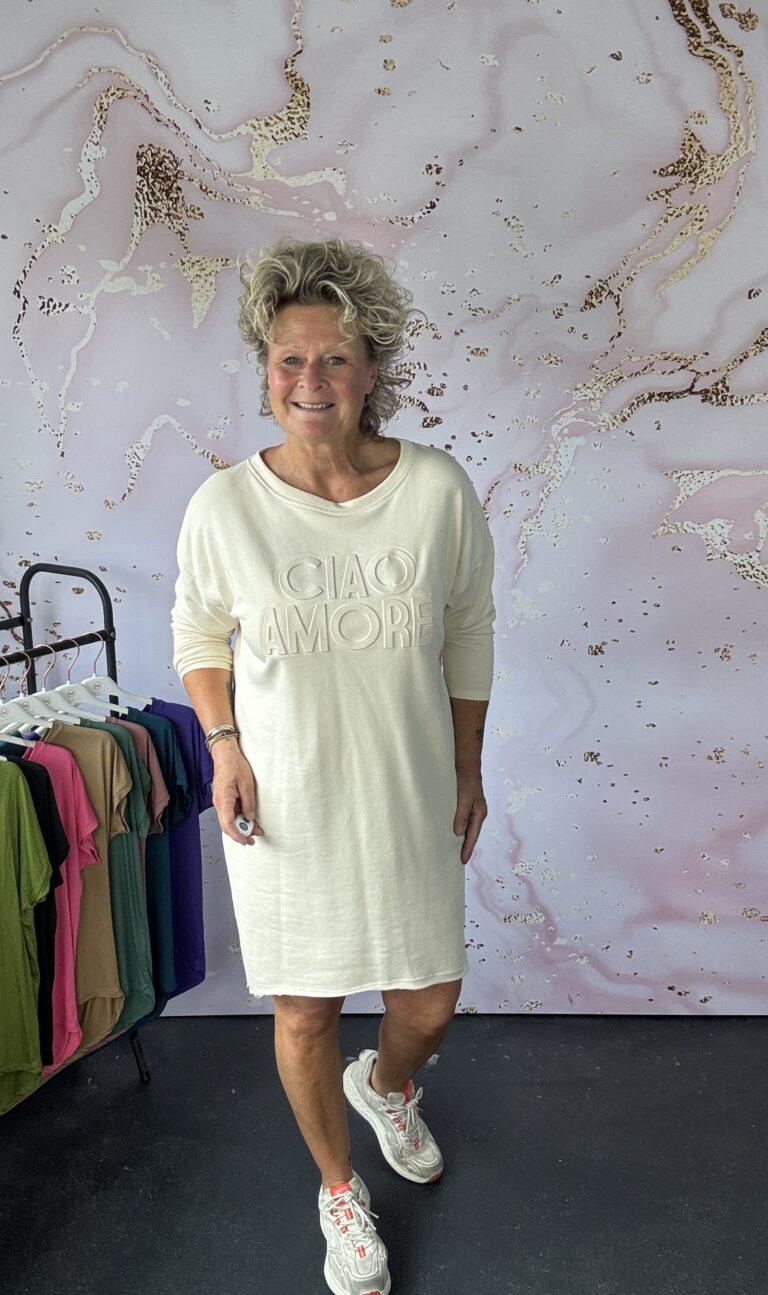Sweater jurk Ciao Amore offwhite