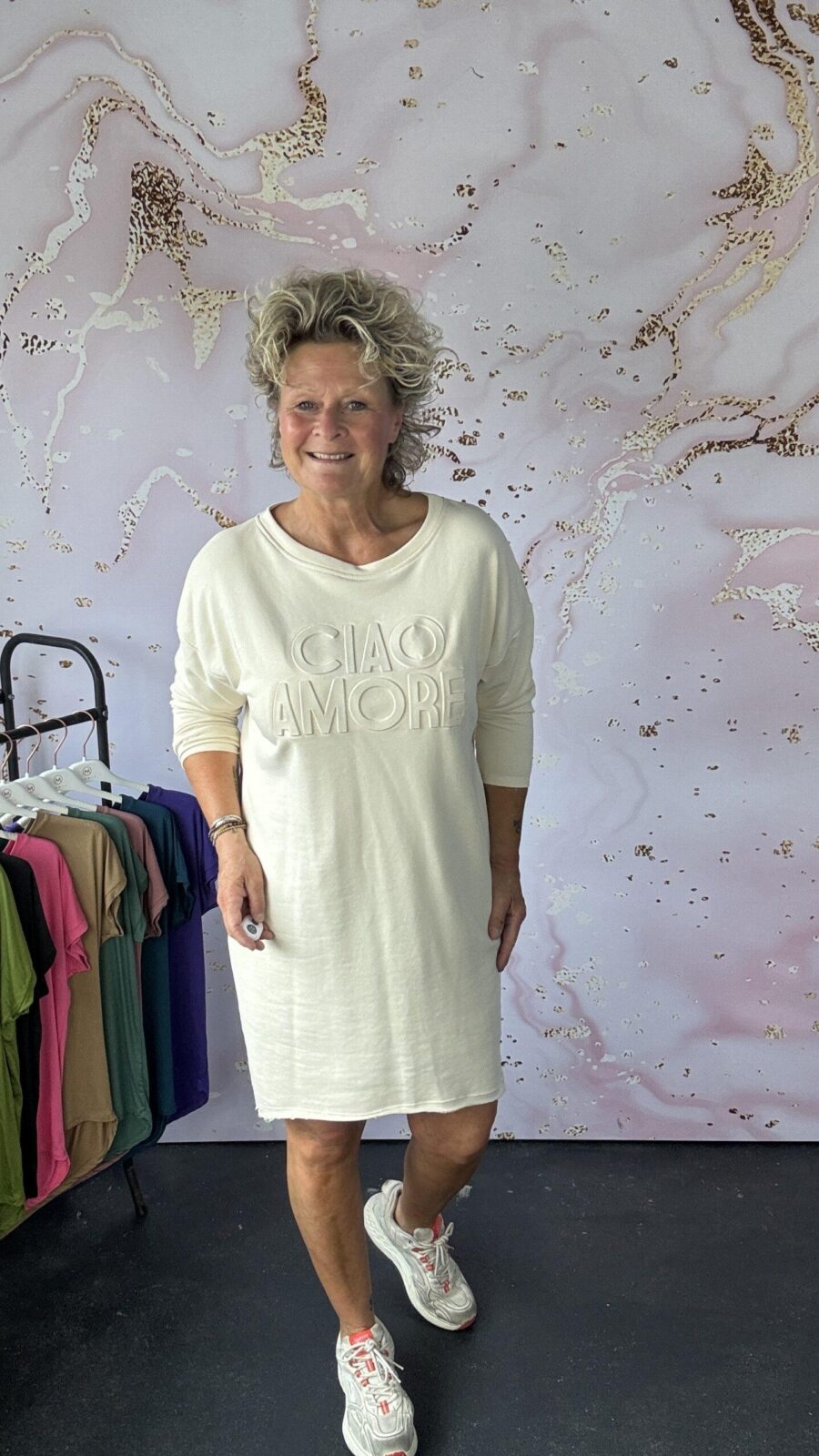 Sweater jurk Ciao Amore offwhite