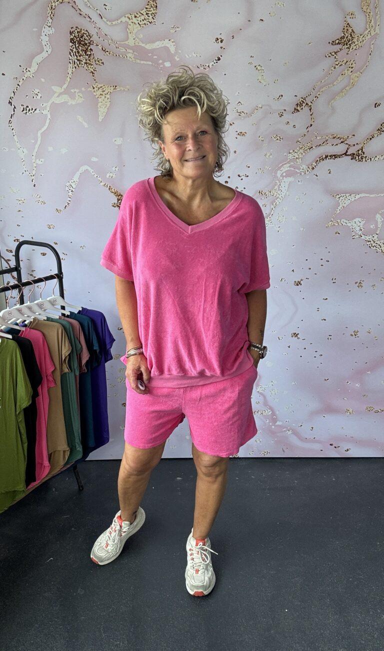2 delige set Badstof pink