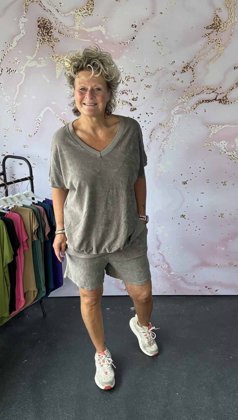 2 delige set Badstof taupe