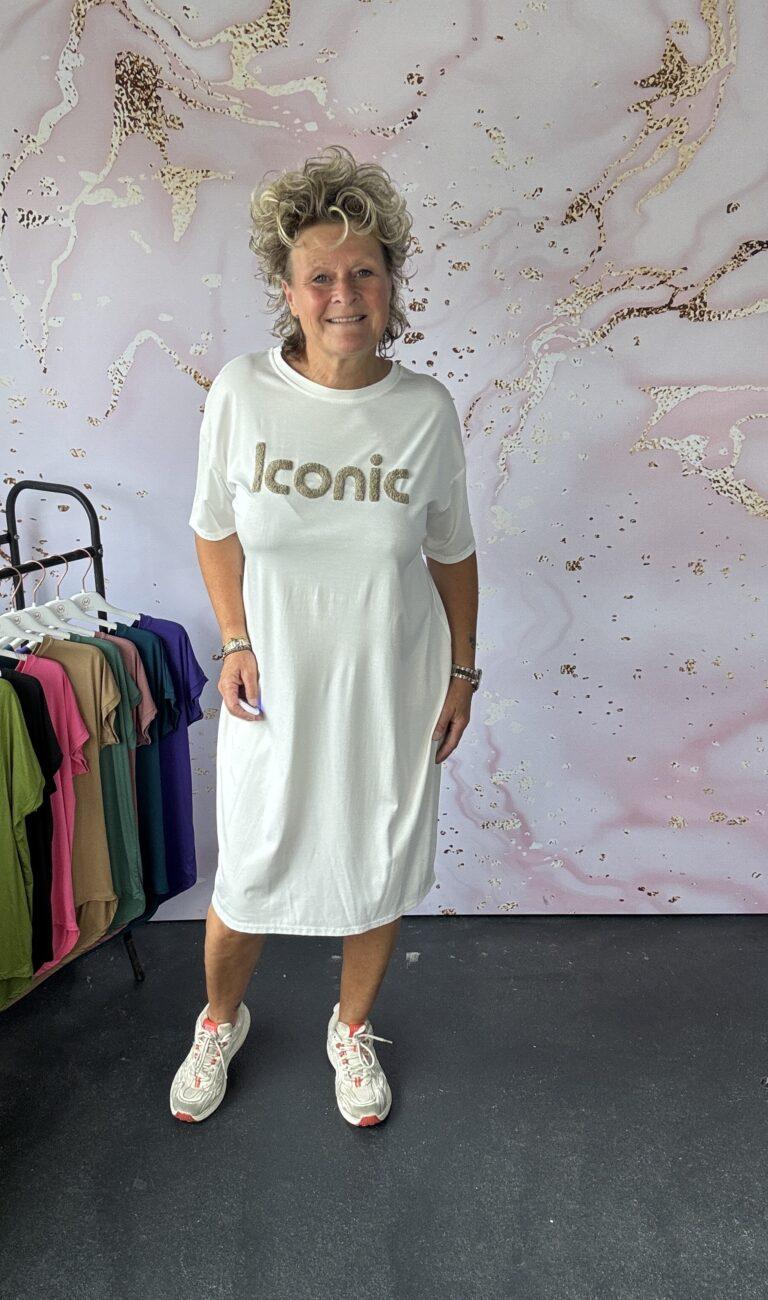 Jogg jurk Iconic beige letter