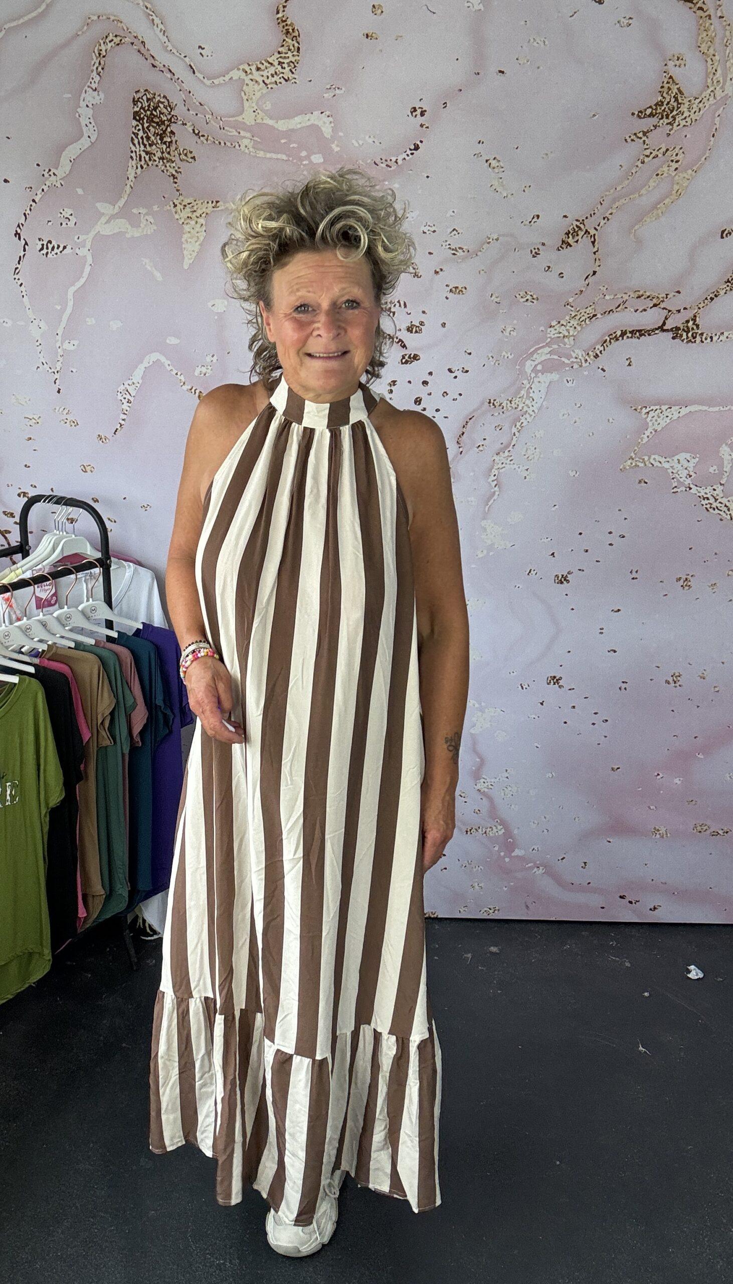 Jurk Pien streep bruin