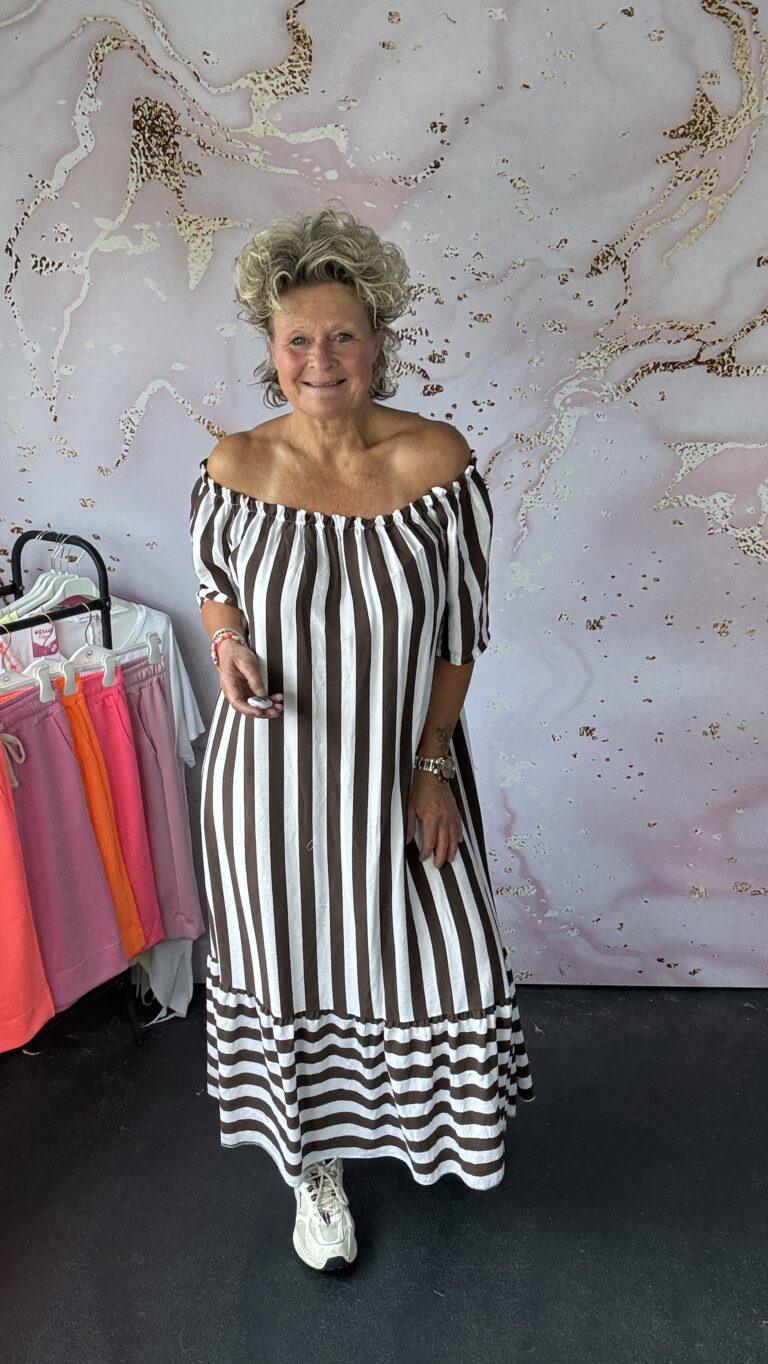 Jurk Stripe bruin