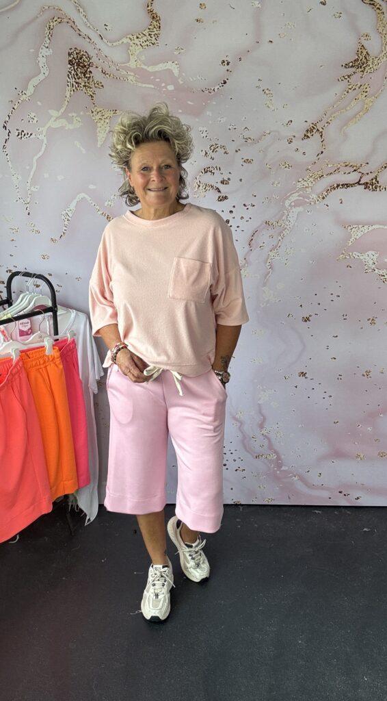 jogg broek capri zacht roze