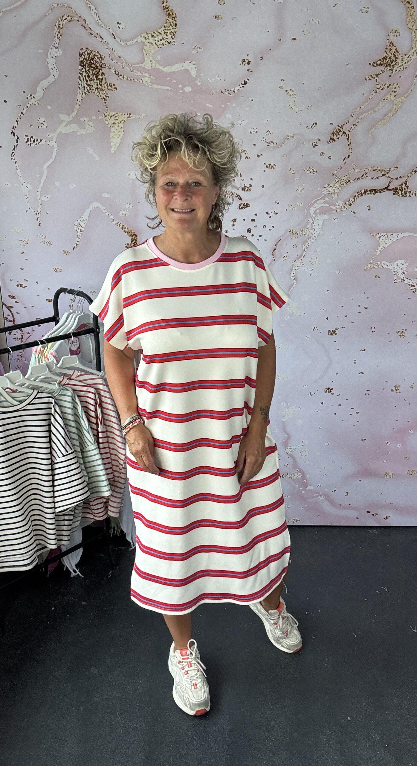 Jurkje Stripe MOOIJ red
