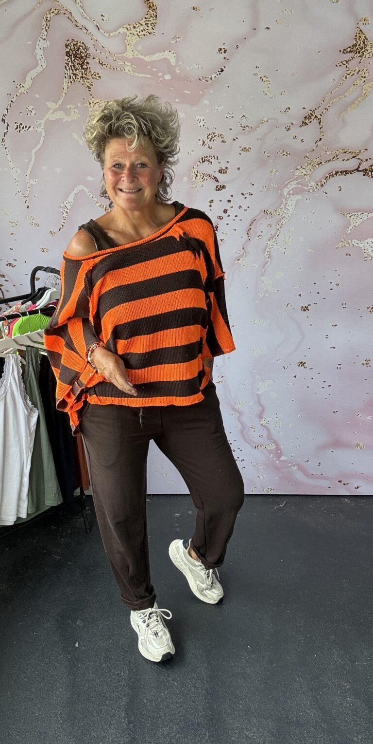 Trui Lucie bruin/oranje