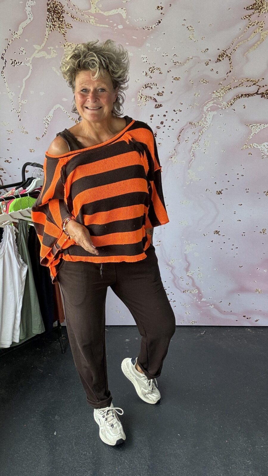 Trui Lucie bruin/oranje
