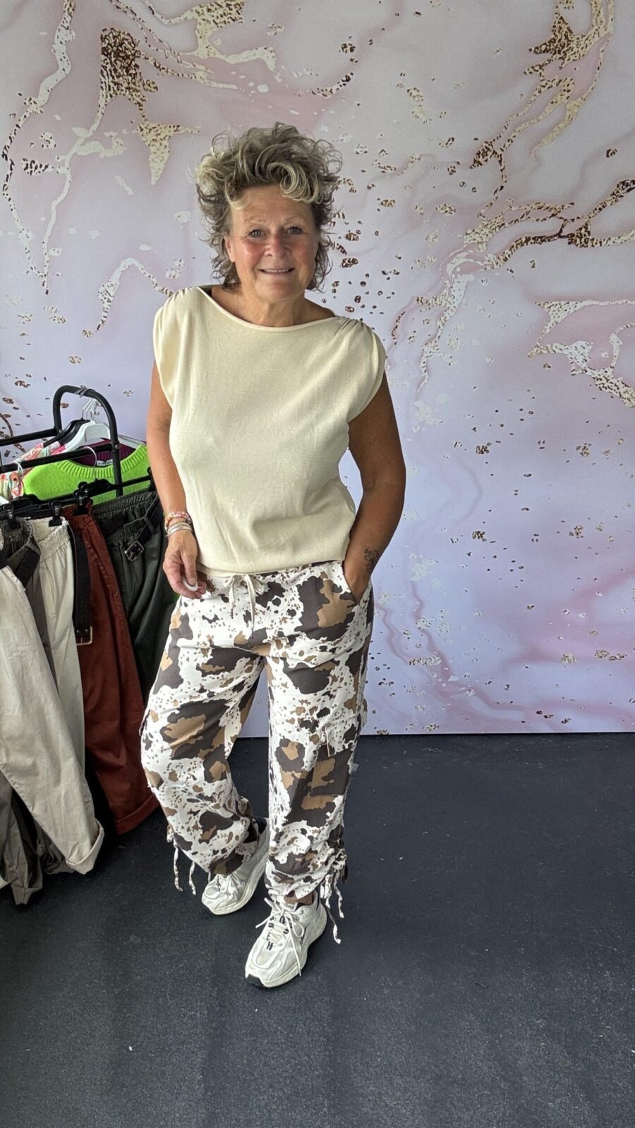 broek Cargo print offwhite