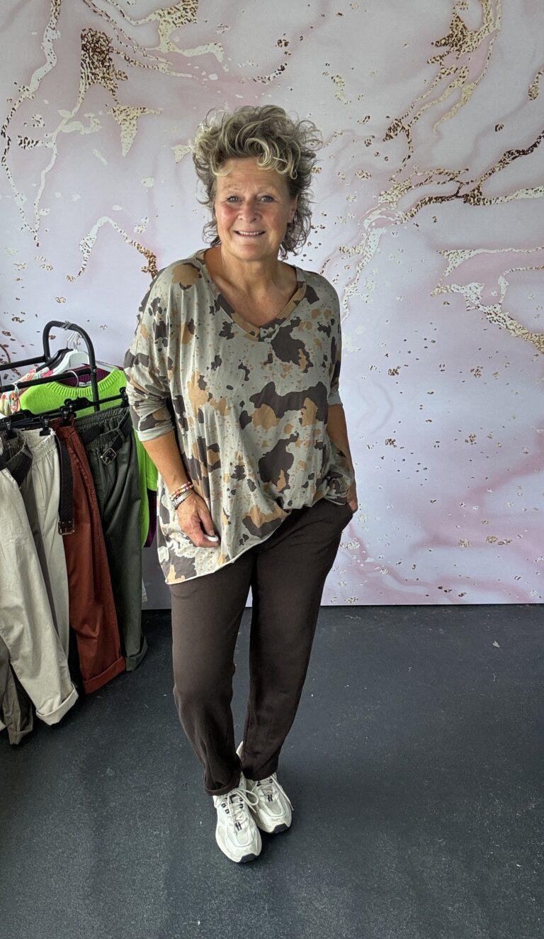 Shirt Army print taupe