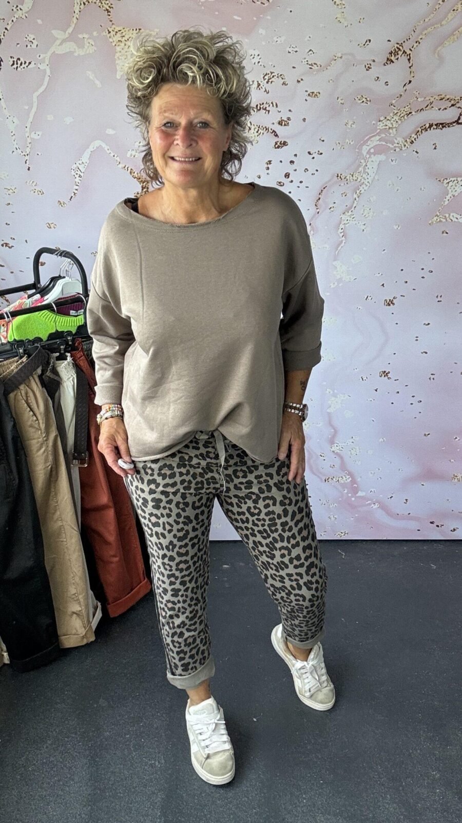 Jogg broek tijger taupe