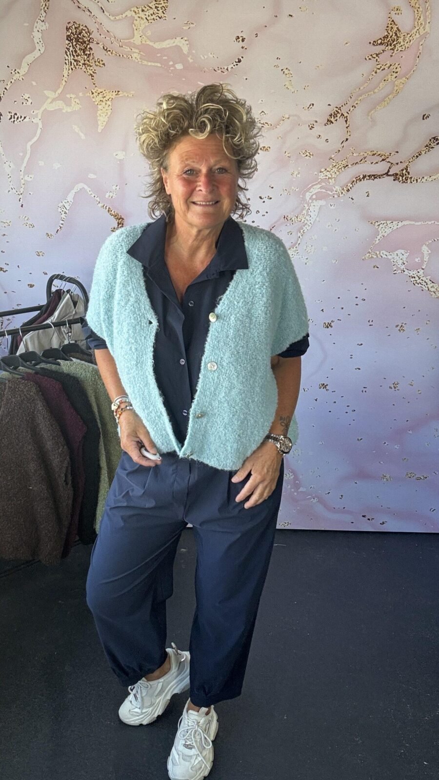 vest boucle lichtblauw