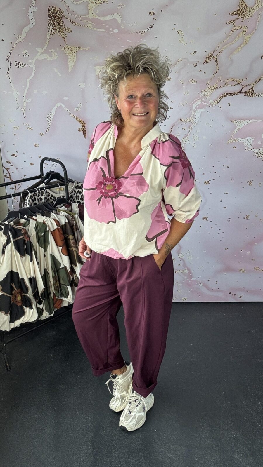 Blouse Bloem fuchsia