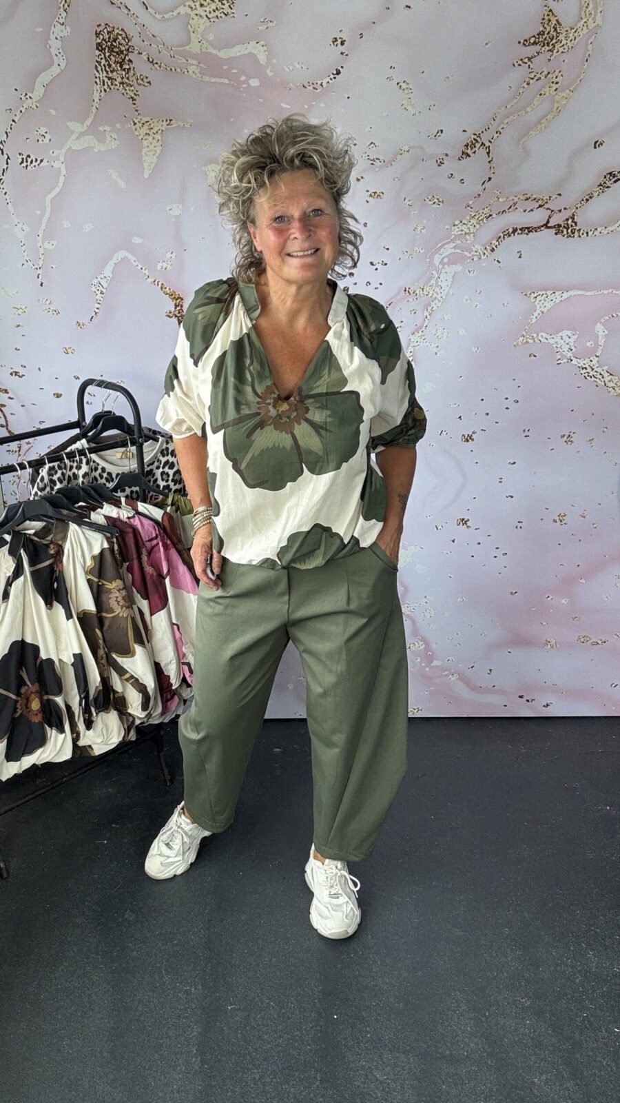 Blouse Bloem army