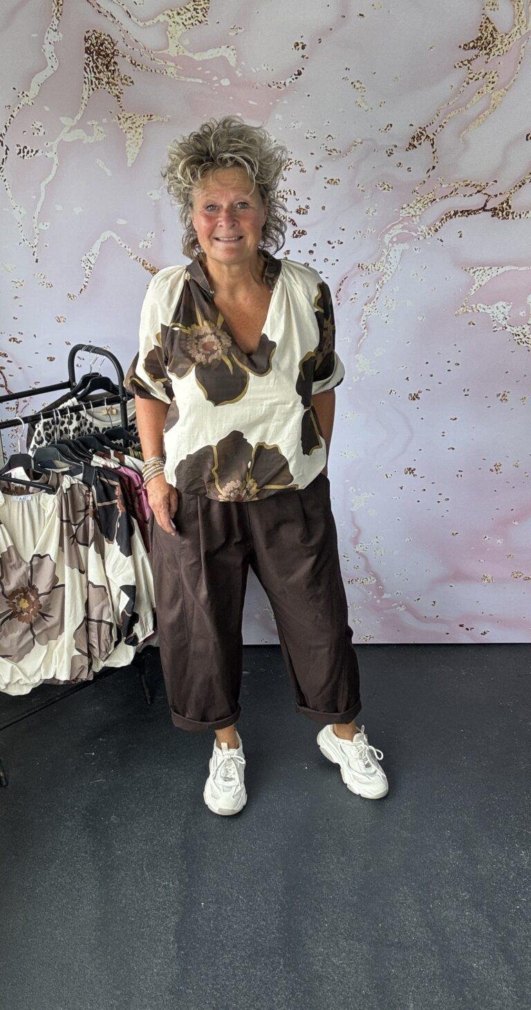 Blouse Bloem bruin