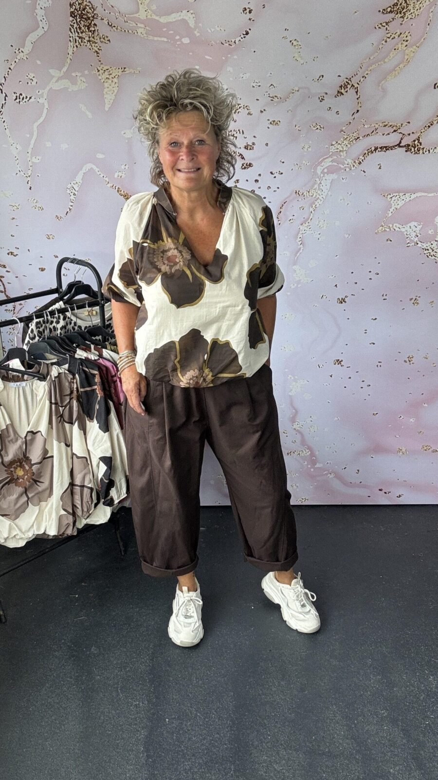 Blouse Bloem bruin