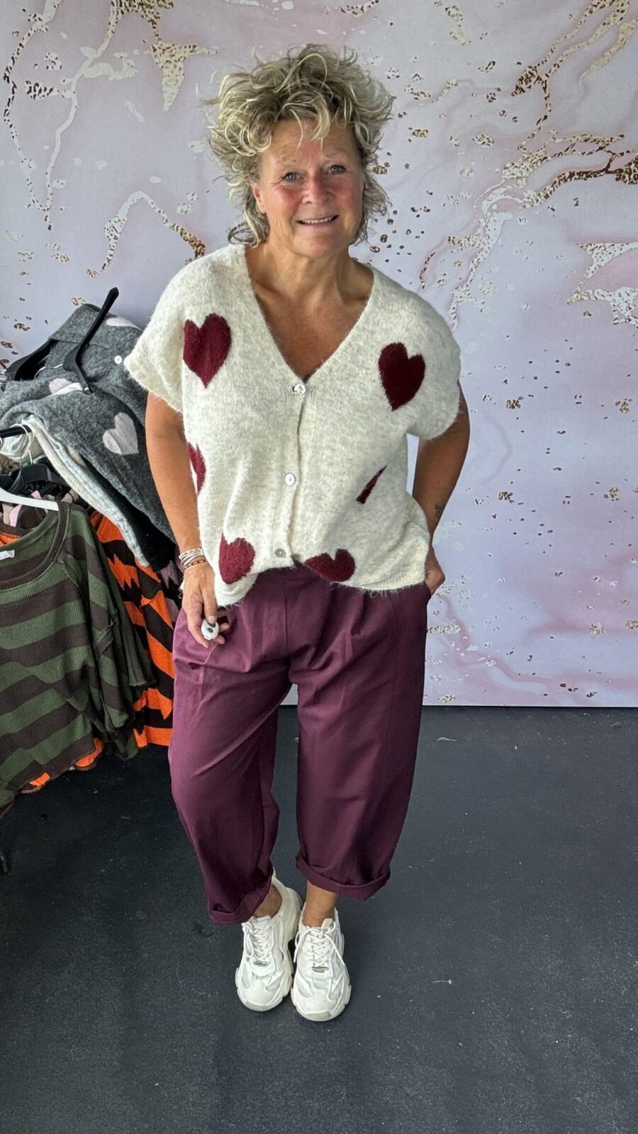 Vest Hart beige/burgundy