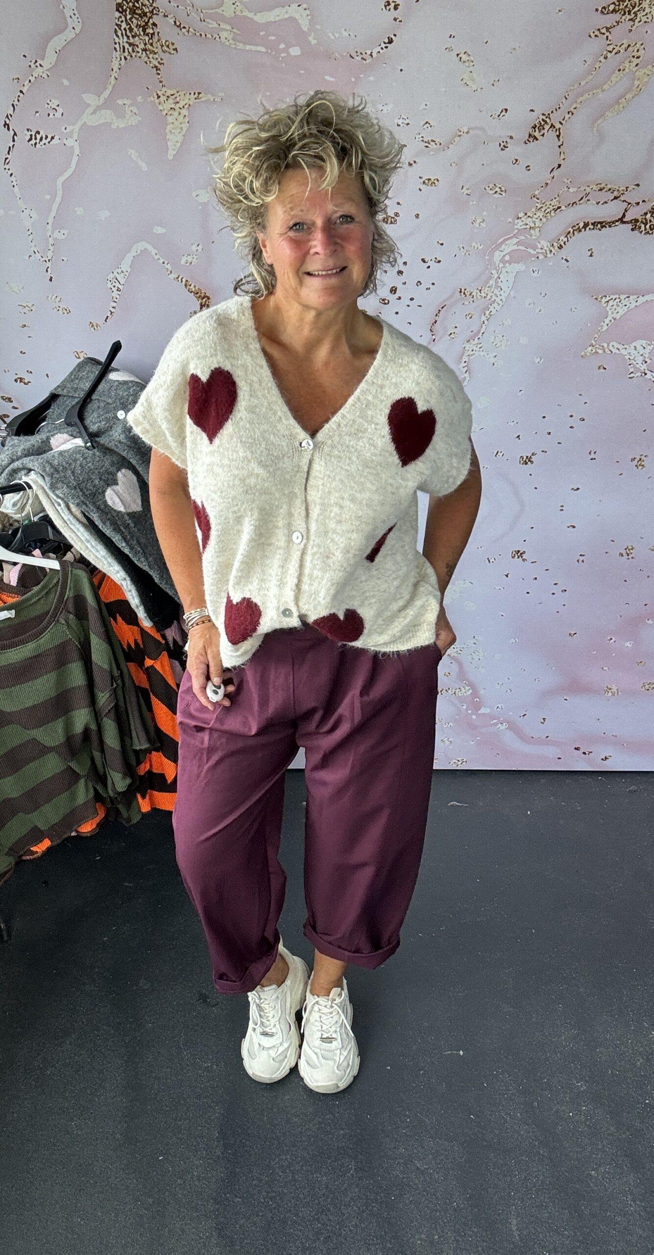 Vest Hart beige/burgundy