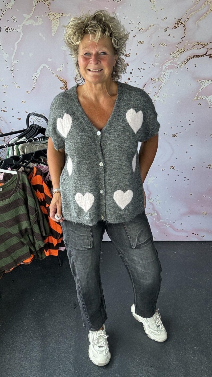 Vest Hart antraciet/roze