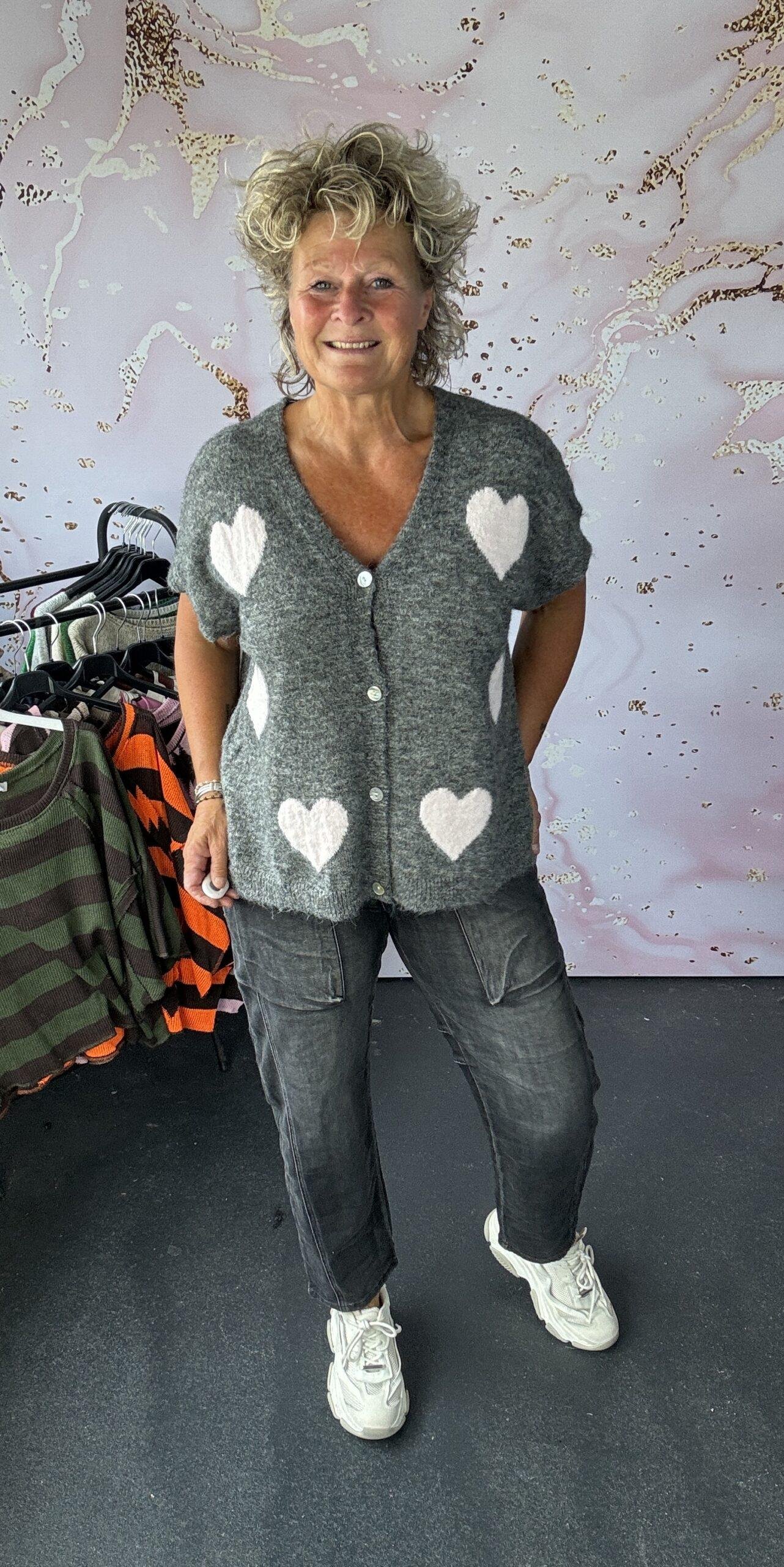 Vest Hart antraciet/roze