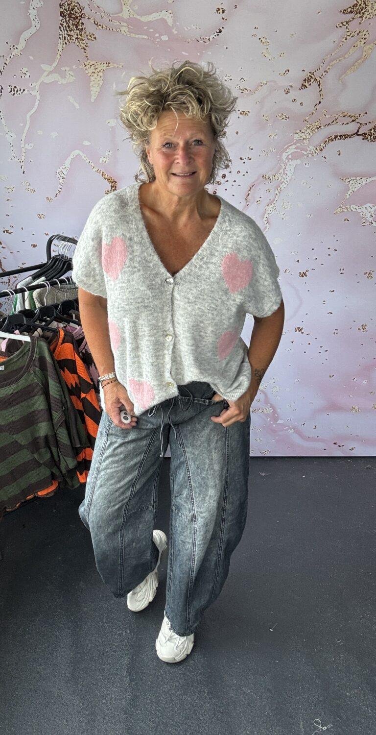 Vest Hart lichtgrijs/roze