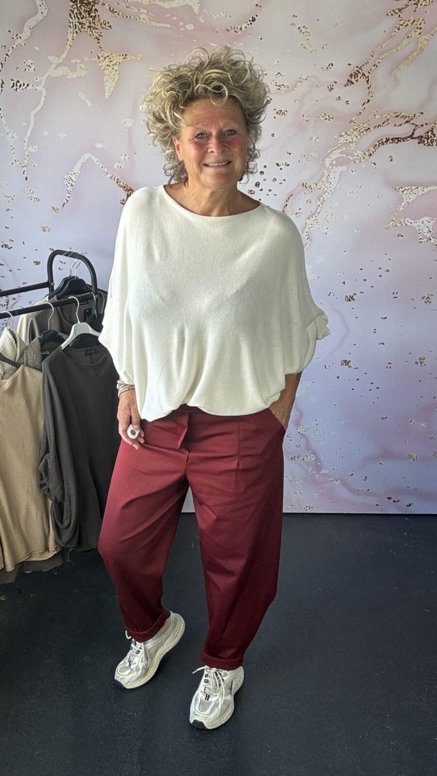 broek Amore burgundy chastar