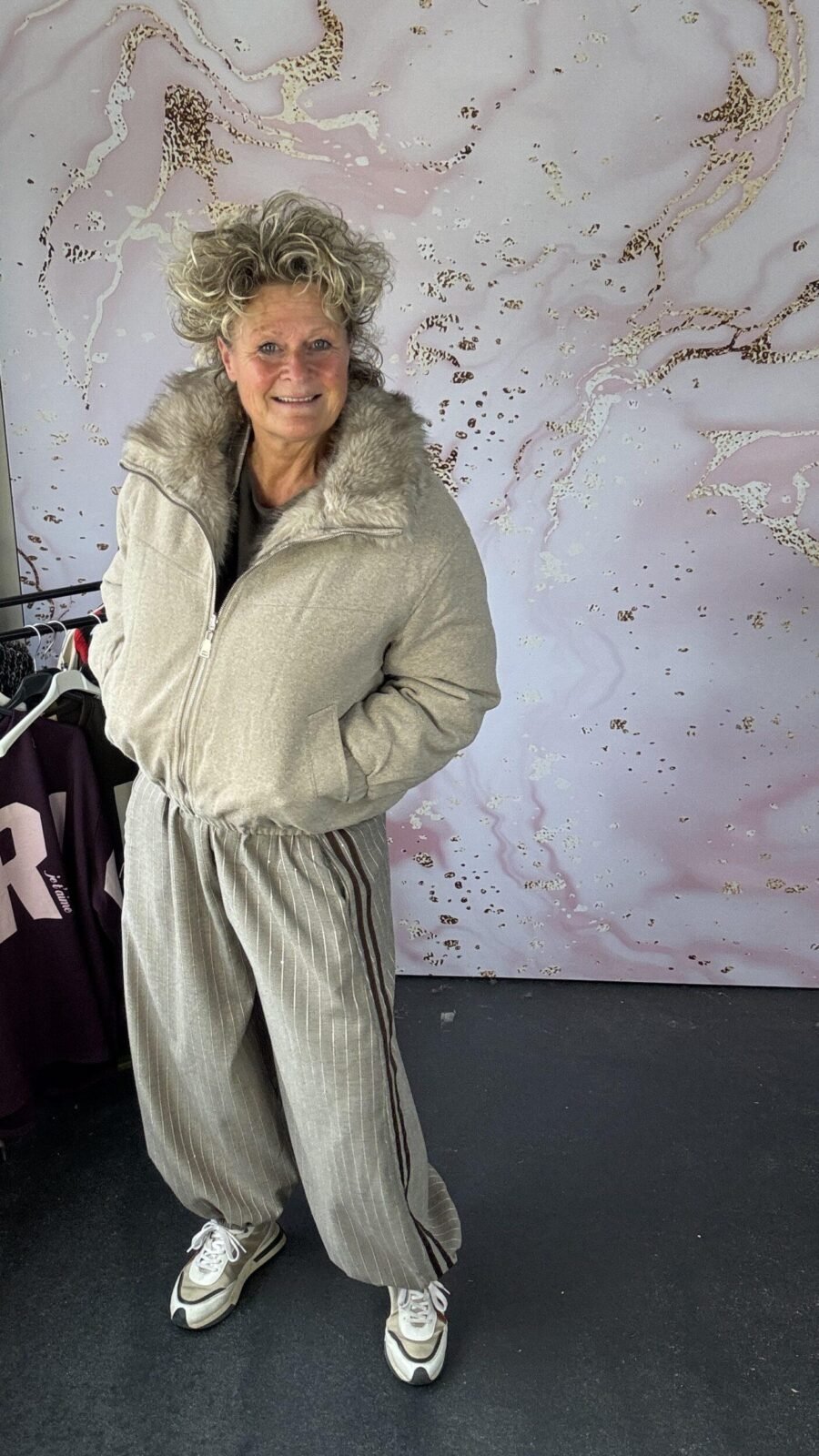 jas bont dubbelzijdig beige