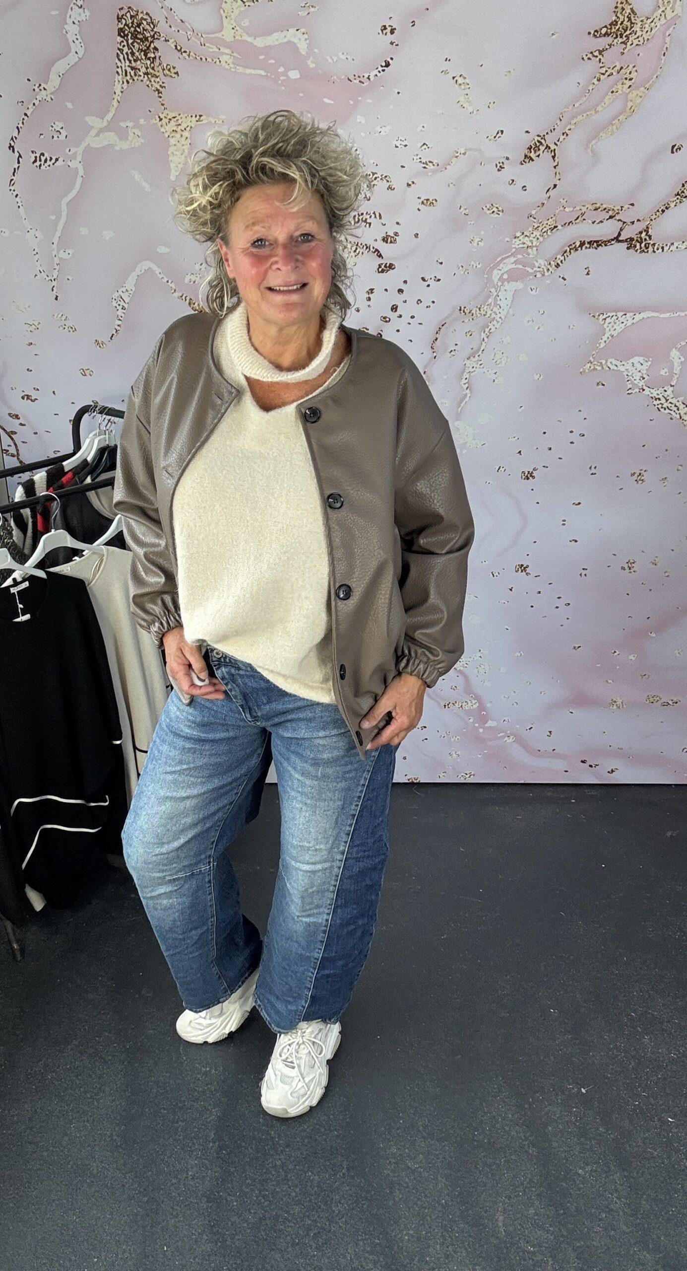 bomber leather taupe