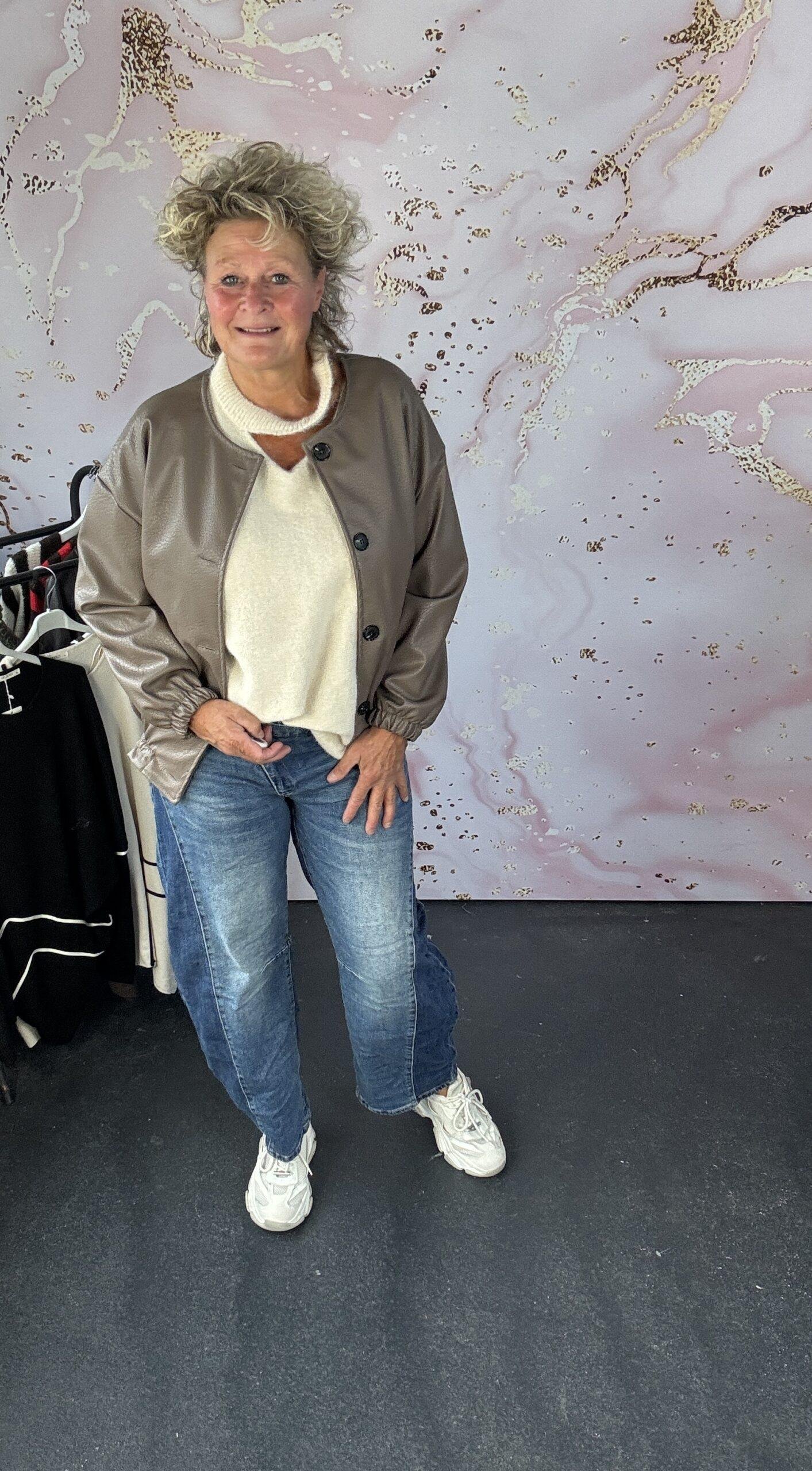bomber leather taupe - Afbeelding 2