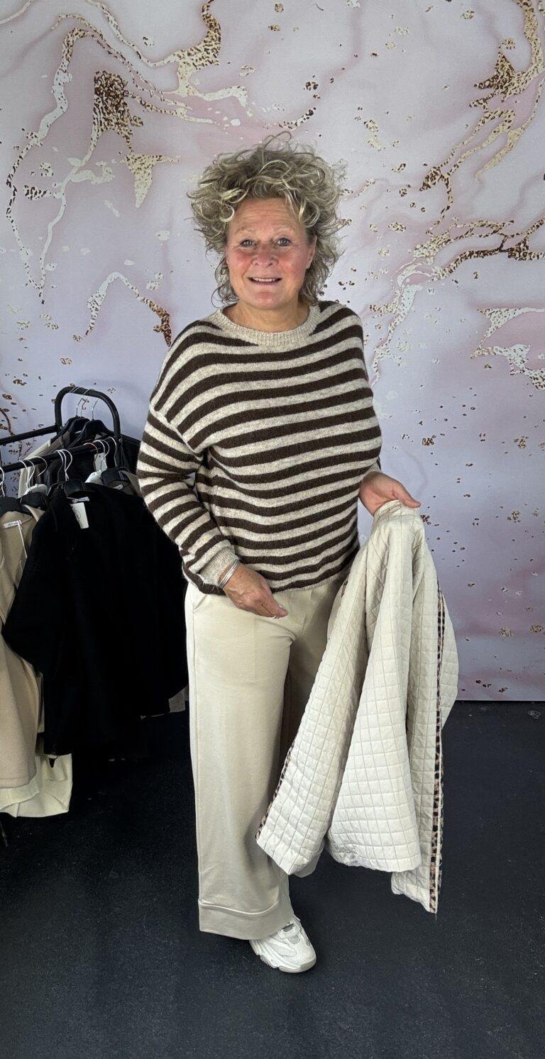 trui stripe beige
