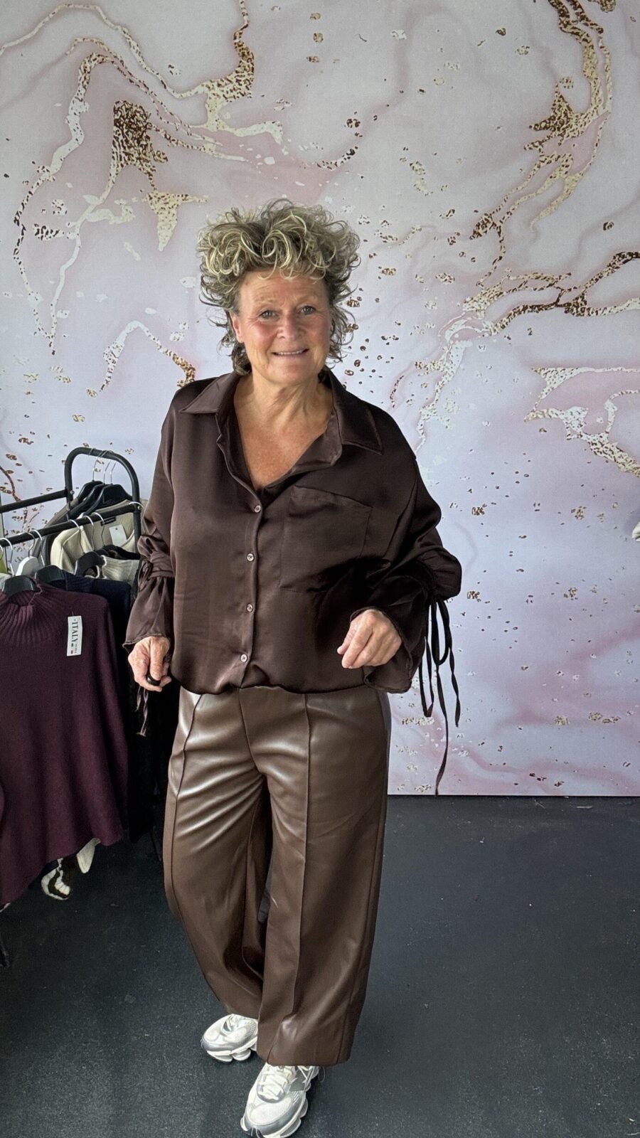 Blouse Satin bruin